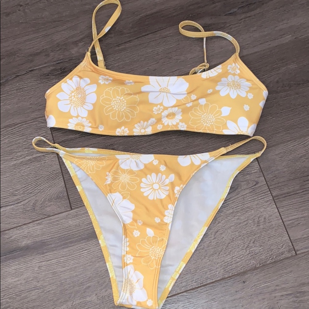 Yellow flowered bikini